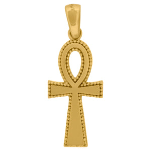 14kt Yellow Gold Unisex Polished Finish Ankh Cross Religious Charm Pendant