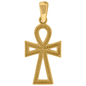 14kt Yellow Gold Unisex Polished Finish Ankh Cross Religious Charm Pendant