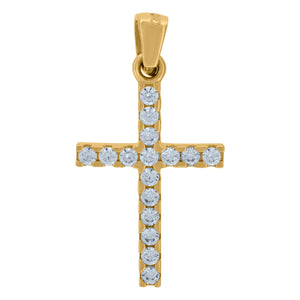14kt Yellow Gold Unisex Cubic Zirconia Cross Religious Charm Pendant