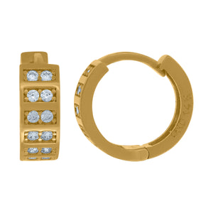 14kt Yellow Gold Womens Cubic Zirconia Huggie Hoop Earrings