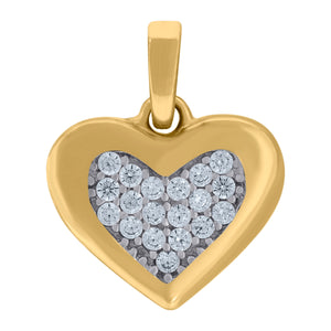 14kt Two-tone Gold Womens Cubic Zirconia Heart Charm Pendant