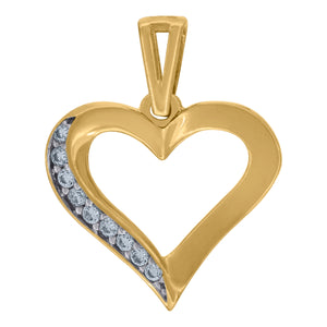 14kt Two-tone Gold Womens Cubic Zirconia Heart Charm Pendant