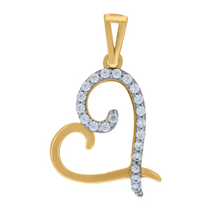14kt Two-tone Gold Womens Cubic Zirconia Heart Charm Pendant