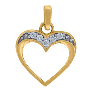 14kt Two-tone Gold Womens Cubic Zirconia Open Heart Charm Pendant