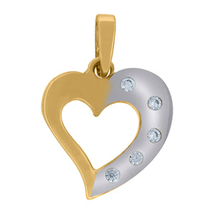 14kt Two-tone Gold Womens Cubic Zirconia Open Heart Charm Pendant
