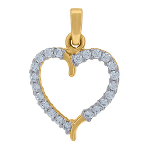 14kt Two-tone Gold Womens Cubic Zirconia Open Heart Charm Pendant