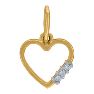 14kt Two-tone Gold Womens Cubic Zirconia Open Heart Charm Pendant