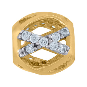 14kt Two-tone Gold Unisex Cubic Zirconia Bead Slide Charm Fashion Pendant