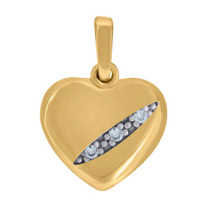 14kt Two-tone Gold Womens Cubic Zirconia Heart Charm Pendant