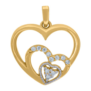 14kt Two-tone Gold Womens Cubic Zirconia Three Open Heart Charm Pendant