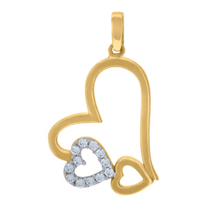 14kt Two-tone Gold Womens Cubic Zirconia Three Open Heart Charm Pendant