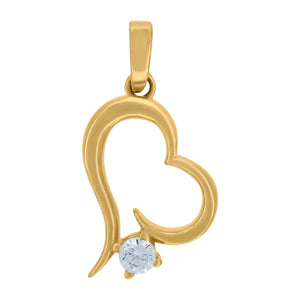 14kt Yellow Gold Womens Cubic Zirconia Heart Charm Pendant