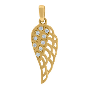 14kt Yellow Gold Womens Cubic Zirconia Angel Wing Charm Pendant