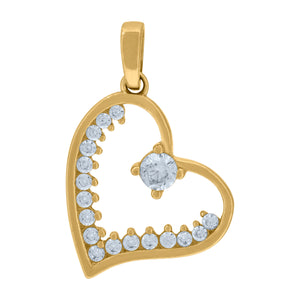 14kt Yellow Gold Womens Cubic Zirconia Heart Charm Pendant