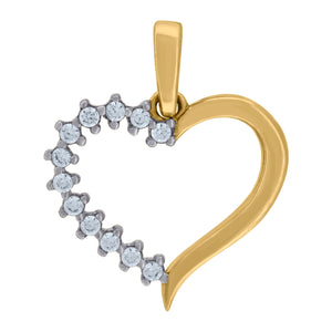 14kt Two-tone Gold Womens Cubic Zirconia Heart Charm Pendant