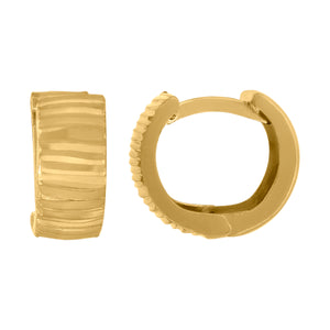 14kt Yellow Gold Womens Diamond-cut Huggie Hoop Earrings