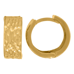 14kt Yellow Gold Womens Diamond-cut Huggie Hoop Earrings