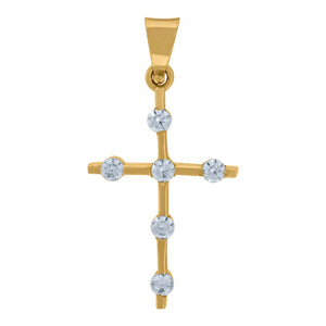 14kt Yellow Gold Unisex Cubic Zirconia Cross Religious Charm Pendant