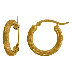 14kt Yellow Gold Womens Diamond-cut Faceted Hoop Earrings