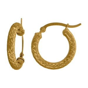 14kt Yellow Gold Womens Diamond-cut Faceted Hoop Earrings