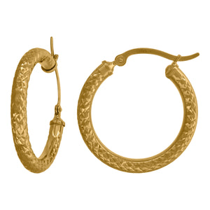 14kt Yellow Gold Womens Diamond-cut Faceted Hoop Earrings