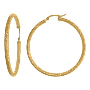 14kt Yellow Gold Womens Diamond-cut Faceted Hoop Earrings