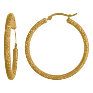 14kt Yellow Gold Womens Diamond-cut Faceted Hoop Earrings