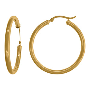 14kt Yellow Gold Womens Polished Finish Classic Hoop Earrings