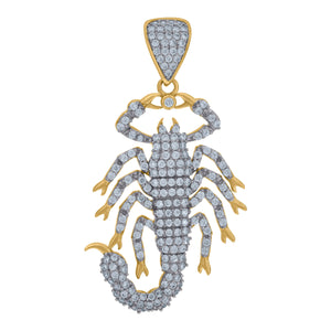 10kt Two-tone Gold Mens Cubic Zirconia Scorpio Zodiac Sign Charm Pendant