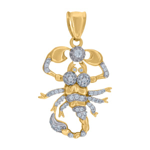 10kt Two-tone Gold Cubic Zirconia Zodiac Sign Scorpion Charm Pendant