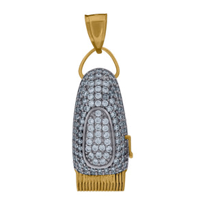 10kt Two-tone Gold Cubic Zirconia Electronic Razor Tools Charm pendant