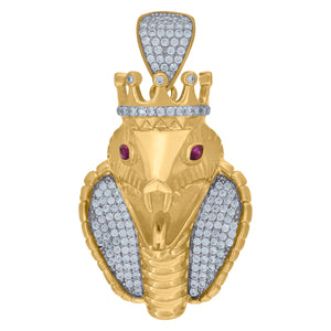 10kt Two-tone Gold Cubic Zirconia Cobra Snake King Charm Pendant