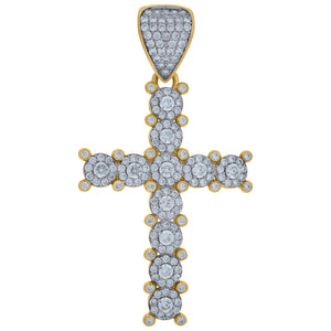 10kt Two-tone Gold Cubic Zirconia Cross Religious Charm Pendant