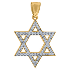 10kt Two-tone Gold Cubic Zirconia Star of David Religious Charm Pendant
