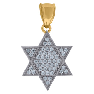 10kt Two-tone Gold Cubic Zirconia Star of David Religious Charm Pendant