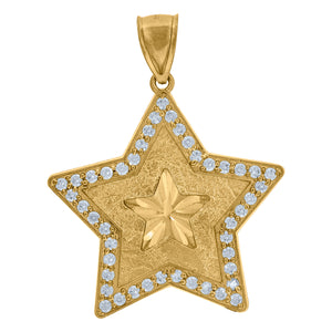 10kt Yellow Gold Men Cubic-zirconia Celestial Star Pendant