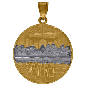10kt Two-tone Gold Diamond-cut Last Supper Religious Charm Pendant