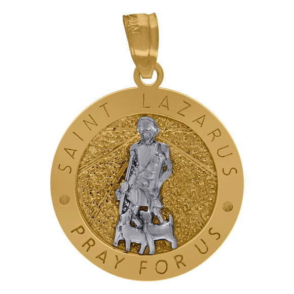 10kt Two-Tone Gold Mens Religious ST. Lazarus Pendant