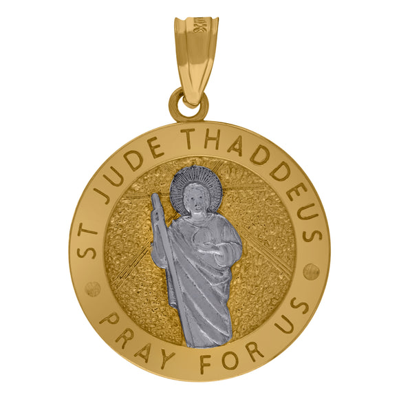10kt Two-Tone Gold Mens Religious ST. Jude Pendant