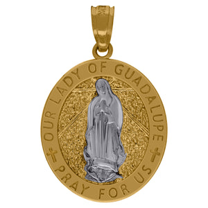 10kt Two-Tone Gold Mens Religious Guadalupe Pendant