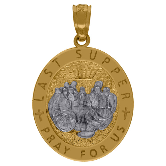 10kt Two-Tone Gold Mens Religious Last Supper Pendant