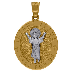10kt Two-Tone Gold Mens Religious Infant Jesus Pendant