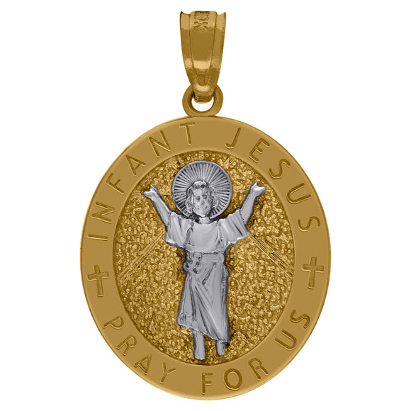 10kt Two-Tone Gold Mens Religious Infant Jesus Pendant