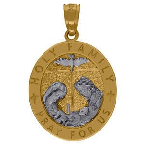 10kt Two-Tone Gold Mens Religious Holy Family Pendant