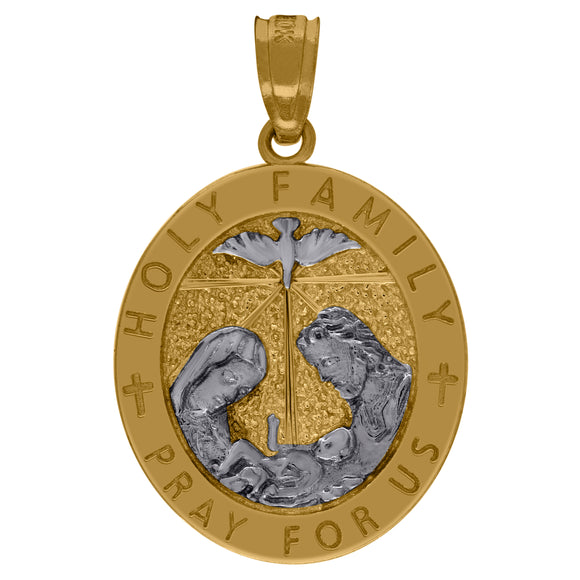 10kt Two-Tone Gold Mens Religious Holy Family Pendant