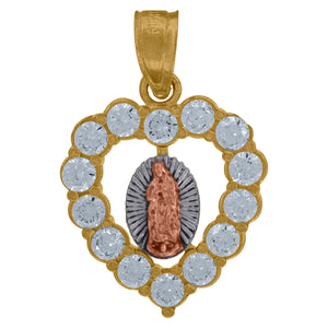 10kt Tri-Color Gold Women Cubic-zirconia Religious Guadalupe Pendant
