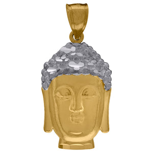 10kt Two-tone Gold Diamond-cut Last Buddha Religious Charm Pendant