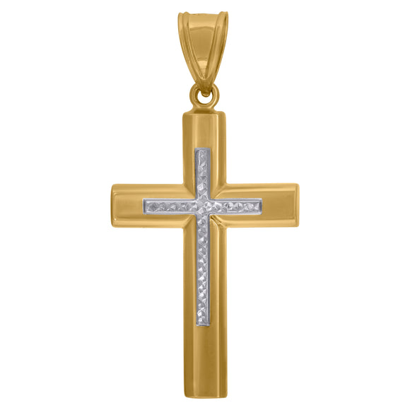 10kt Two-Tone Gold Mens Religious Cross Pendant