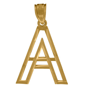 10kt Yellow Gold Unisex Diamond-cut Initial Alphabet A Charm Pendant