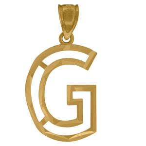 10kt Yellow Gold Unisex Diamond-cut Initial Alphabet G Charm Pendant